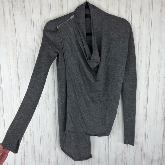 All Saints Gray Drape Neck Sweater small - Picture 1 of 4